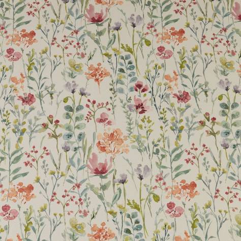 iLiv Water Meadow Fabrics Wild Flowers Fabric - Clementine - CRBN/WILDFCLE - Image 1