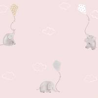 Elephants Fabric - Rose/Beige