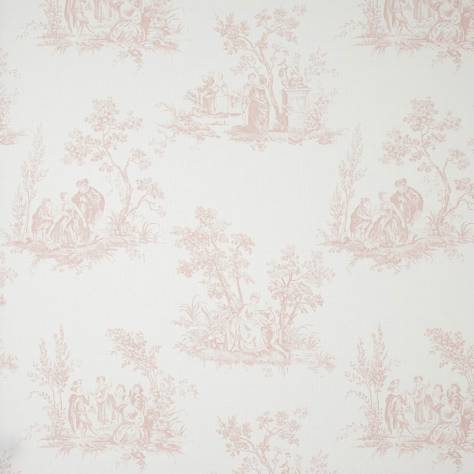 Casadeco Fontainebleau Fabrics Scene Reina Blanc Fabric - Rose - 81724125