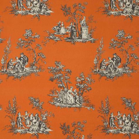 Casadeco Fontainebleau Fabrics Scene Reina Lin Fabric - Orange - 81733109
