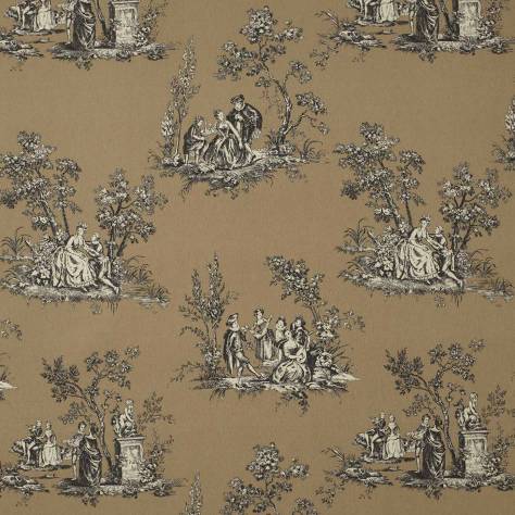 Casadeco Fontainebleau Fabrics Scene Reina Lin Fabric - Noir - 81739117