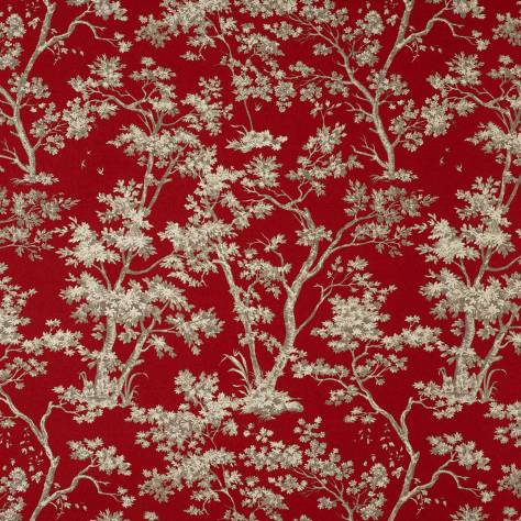 Casadeco Fontainebleau Fabrics Arbre Reina Lin Fabric - Rouge - 81758101