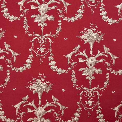 Casadeco Fontainebleau Fabrics Paon Reina Lin Fabric - Rouge - 81778111