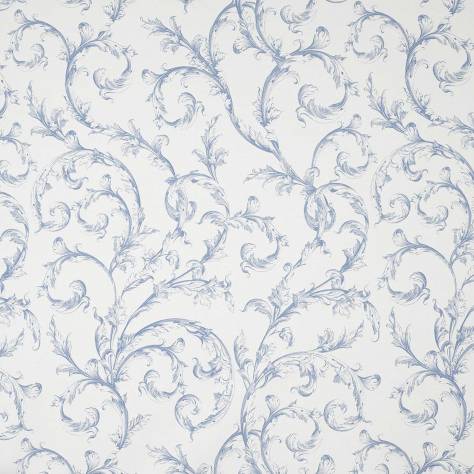 Casadeco Fontainebleau Fabrics Arabesque Reina Blanc Fabric - Bleu Porcelaine - 81786521