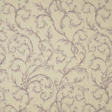 Casadeco Fontainebleau Fabrics Arabesque Reina Lin Fabric - Prune - 81795118