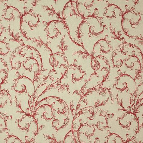 Casadeco Fontainebleau Fabrics Arabesque Reina Lin Fabric - Rouge - 81798123