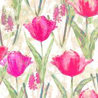 Tulips Fabric - Fuchsia