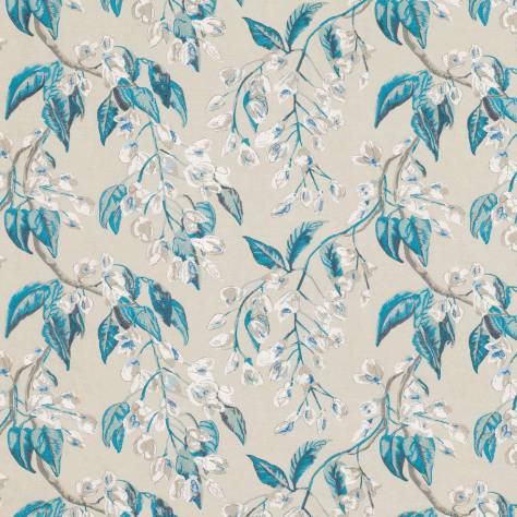Romo Gardenia Fabrics Wisteria Embroidery Fabric - Peacock - 7851/02 - Image 1
