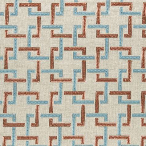 Clarke & Clarke Amara Fabrics  Sekai Fabric - Cinnabar/Aqua - F0960/02 - Image 1