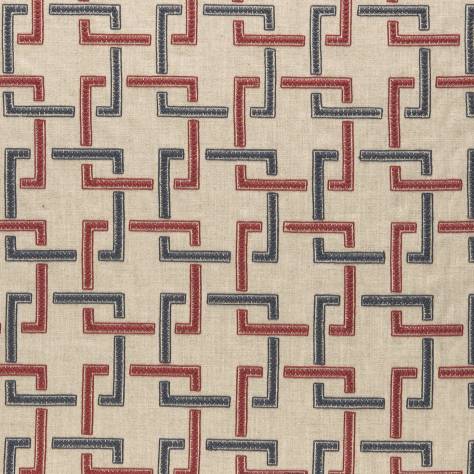 Clarke & Clarke Amara Fabrics  Sekai Fabric - Indigo/Red - F0960/03 - Image 1