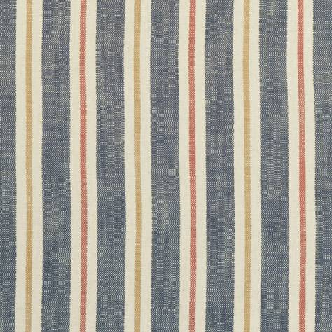 Clarke & Clarke Castle Garden Fabric Sackville Stripe Fabric - Midnight/Spice - F1046/04 - Image 1