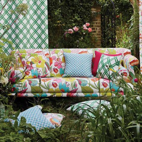 Clarke & Clarke Oriental Garden Fabrics Kayo Fabric - Damson/Jade - F1288/03 - Image 4