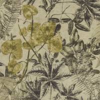 Madagascar Fabric - Charcoal/Chartreuse