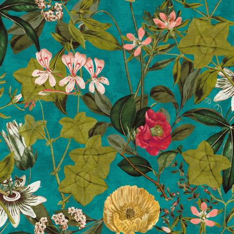 Clarke & Clarke Exotica Fabrics Passiflora Fabric - Kingfisher - F1304/02 - Image 1