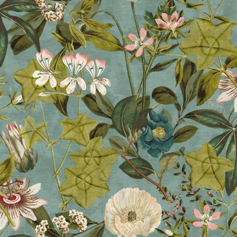 Clarke & Clarke Exotica Fabrics Passiflora Fabric - Mineral/Blush - F1304/04 - Image 1