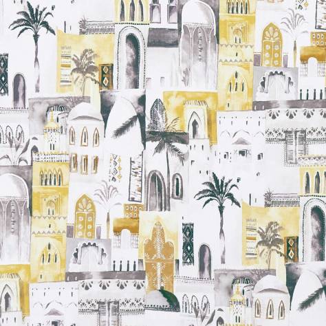 Clarke & Clarke Prince of Persia Fabrics Marrakech Fabric - Charcoal / Ochre - F1368/02