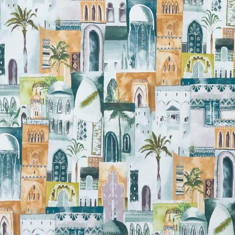 Clarke & Clarke Prince of Persia Fabrics Marrakech Fabric - Teal / Spice - F1368/04 - Image 1