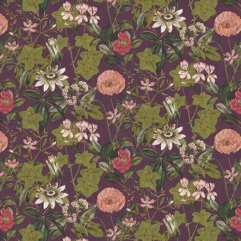 Clarke & Clarke Exotica 2 Fabrics Passiflora Fabric - Mulberry - F1304/08