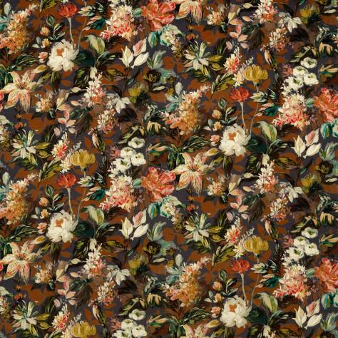 Clarke & Clarke Marianne Fabrics Lilum Fabric - Russet/Noir - F1656/02 - Image 1