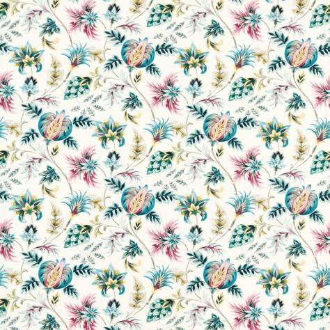 Clarke & Clarke Secret Garden Fabrics Roseraie Fabric - Teal/Berry - F1739/03 - Image 1