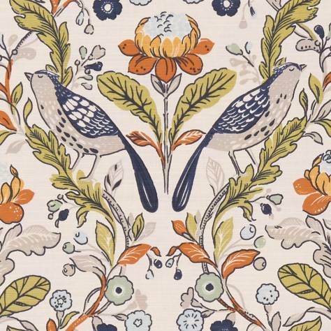 Studio G Sherwood Fabrics Orchard Birds Fabric - Denim/Spice - F1316/01 - Image 1