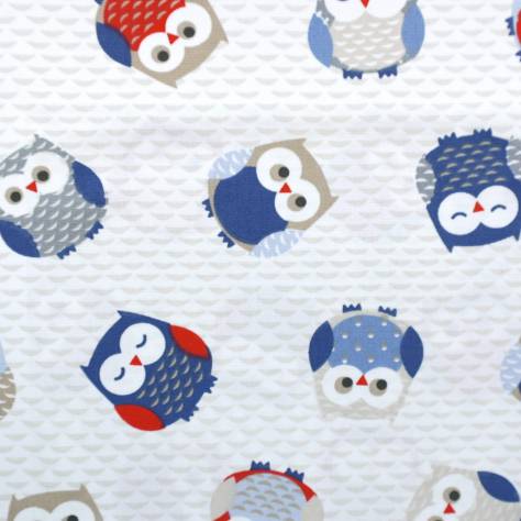 Fryetts Novelty Time Fabrics Owls Fabric - Red/Blue - OWLSREDBLUE - Image 1