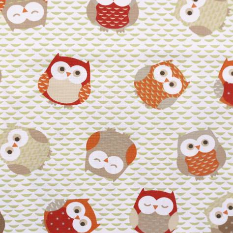 Fryetts Novelty Time Fabrics Owls Fabric - Red/Orange - OWLSREDORANGE - Image 1