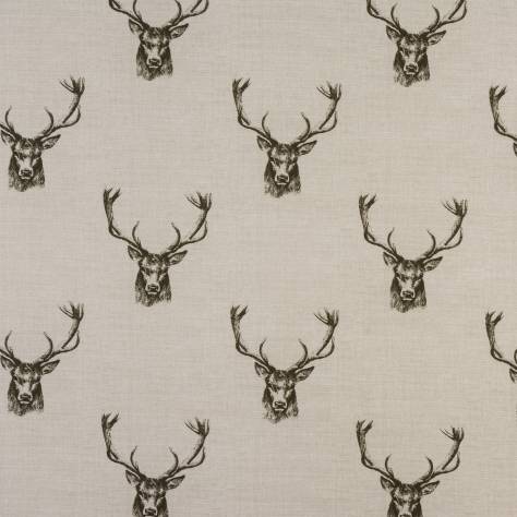 Fryetts Novelty Time Fabrics Stags Fabric - Charcoal - STAGSCHARCOAL