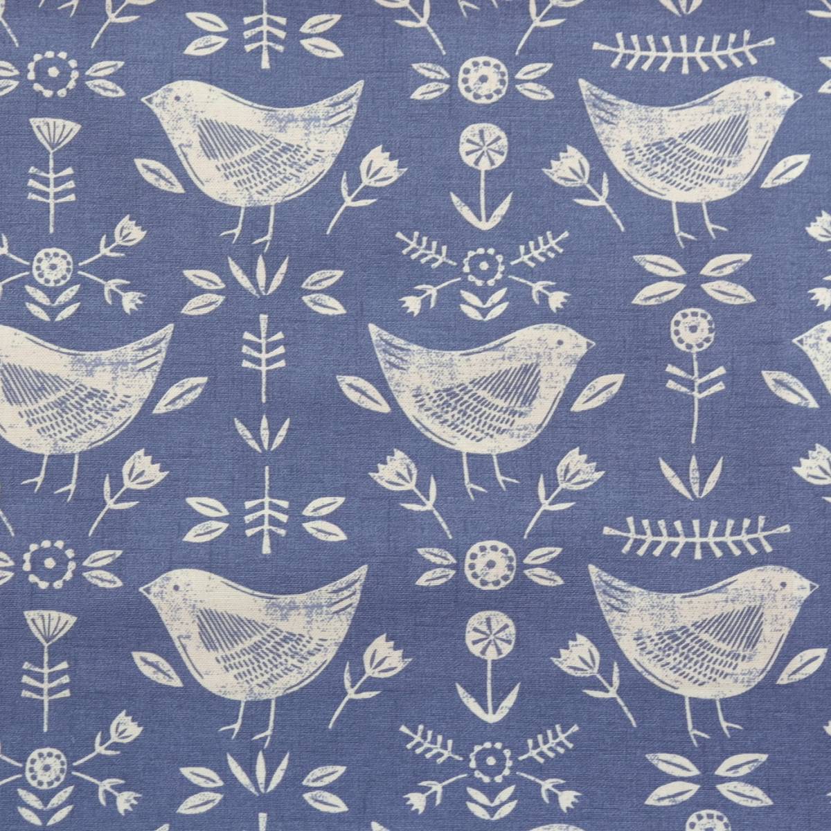 Fryetts Narvik Scandi Birds Blue printed cotton fabric 