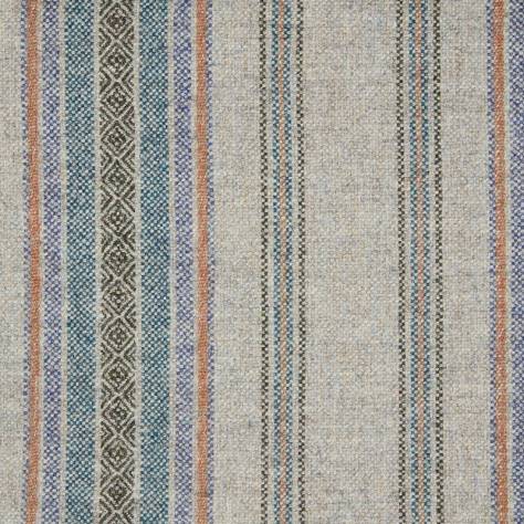 Abraham Moon & Sons Stripes and Checks Fabrics Blenheim Fabric - Silver/Aqua - U1904/P11