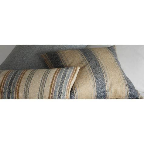 Abraham Moon & Sons Stripes and Checks Fabrics Blenheim Fabric - Natural/Denim - U1904/W01 - Image 3