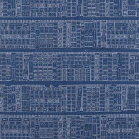 Beaumont Textiles Tru Blu Fabrics Library Fabric - Indigo - Library-Indigo