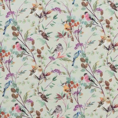 Beaumont Textiles Cottage Garden Fabrics Songbirds Fabric - Berry - SONGBIRDSBERRY - Image 1
