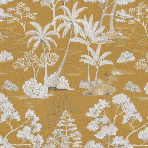 Casamance  Flores Fabrics Larimar Fabric - Jaune Or - 43770121
