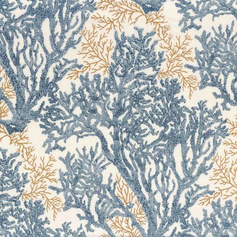 Casamance  Touquet Paris Plage Fabrics Aquamarine Fabric - River Blue / Gold Yellow - 44550453