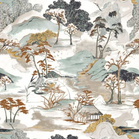 Casamance  Matsu Fabrics Matsu Fabric - Celadon Terre De Sienne - 48150166