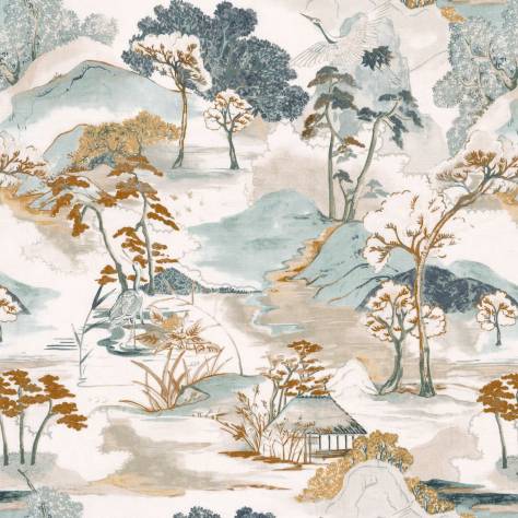 Casamance  Matsu Fabrics Matsu Lin Fabric - Celadon Terre De Sienne - 49660108 - Image 1