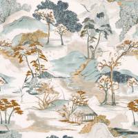 Matsu Lin Fabric - Celadon Terre De Sienne