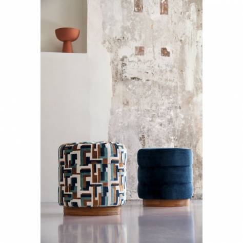 Casamance  Paddington Fabrics Baker Street Fabric - Bois De Rose/Petrole - 48520518