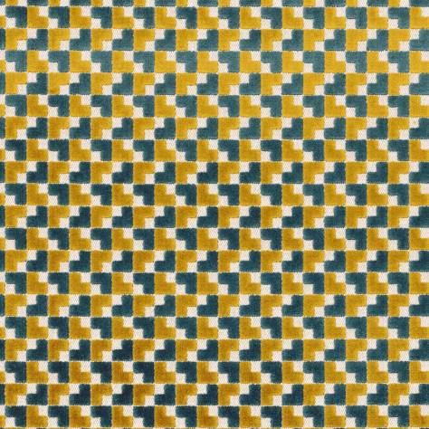 Casamance  Paddington Fabrics Baker Street Fabric - Moutarde/Petrole - 48520722