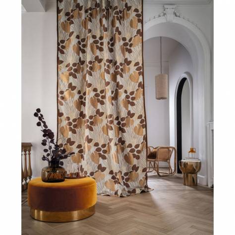 Casamance  Ukiyo Fabrics Nandina Fabric - Sepia - 48210363