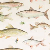 River Fish Fabric - Cream