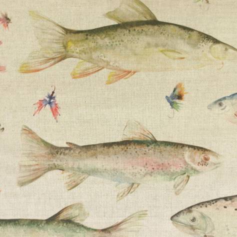 Voyage Maison Country Book 1 Fabrics River Fish Large Fabric - Linen - RIVERFISHLARGELINEN