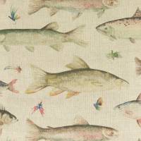 River Fish Fabric - Linen