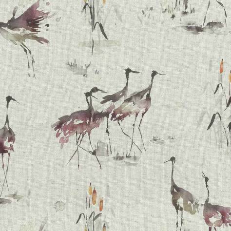 Voyage Maison Kyoto Gardens Fabrics Cranes Fabric - Linen Tourmaline - CRANES-LINEN-TOURMALINE - Image 1