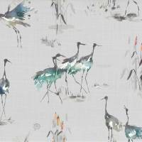 Cranes Fabric - Cobalt
