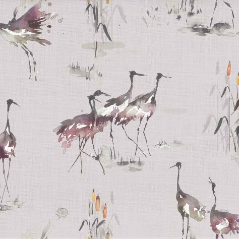 Voyage Maison Kyoto Gardens Fabrics Cranes Fabric - Tourmaline - CRANES-TOURMALINE