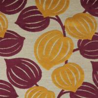 Leaves Fabric - Plum/Mustard