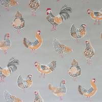 Clarke and Clarke Rooster Fabric - Taupe