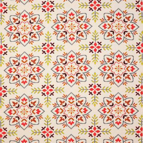 Jane Churchill Indira Fabrics Chintal Fabric - Charcoal/Red - J969F-03